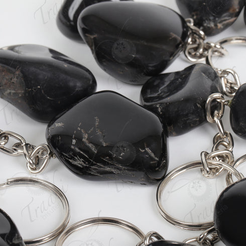 Llavero de piedra Turmalina negra paquete de 25 piezas