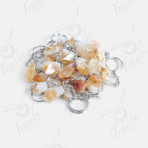 Llavero de piedra Cuarzo Citrino paquete de 25 piezas