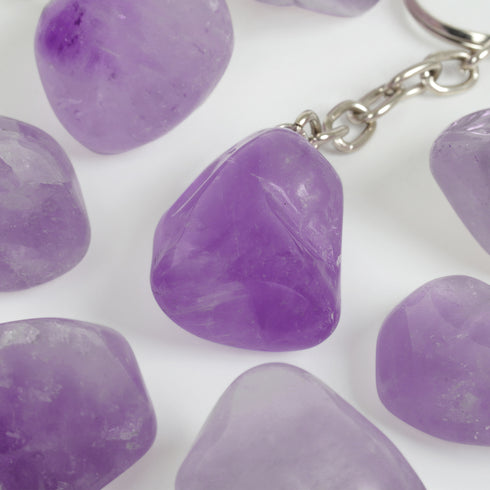Llavero de piedra Amatista paquete de 25 piezas