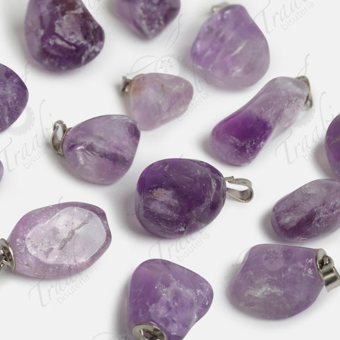 Pendiente de piedra Amatista paquete de 25 piezas