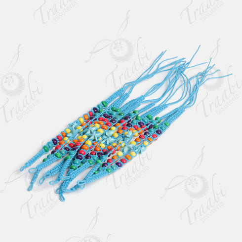 Pulsera estrella tejida de hilo turquesa