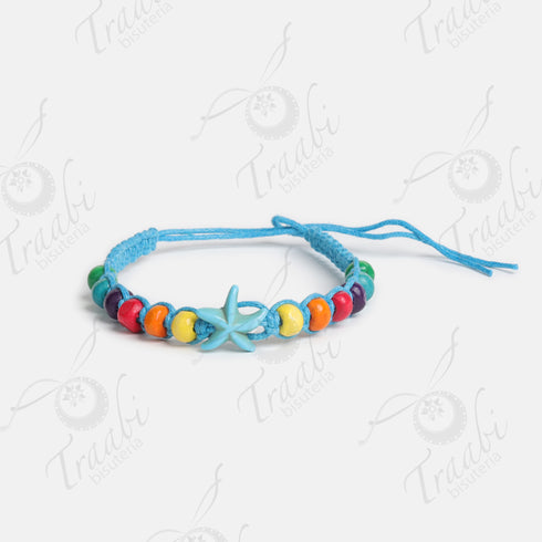 Pulsera estrella tejida de hilo turquesa