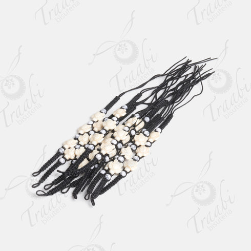 Pulsera tortuga tejida de hilo negra