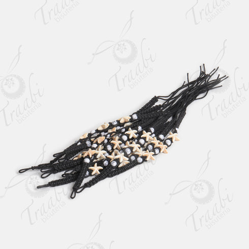 Pulsera estrella tejida de hilo negro
