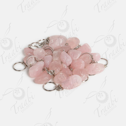 Llavero de piedra Cuarzo rosa paquete de 25 piezas