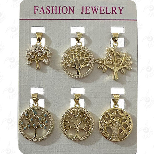 Dije de metal con cristal de árbol 6 unidades pieza.