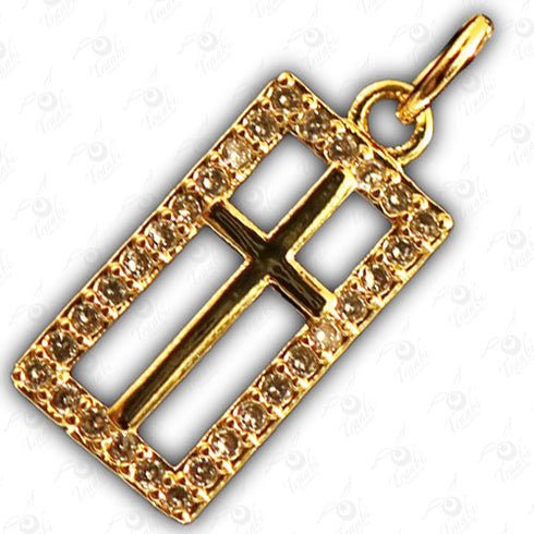 Dije de metal con cristal de cruz 10 unidades por pieza