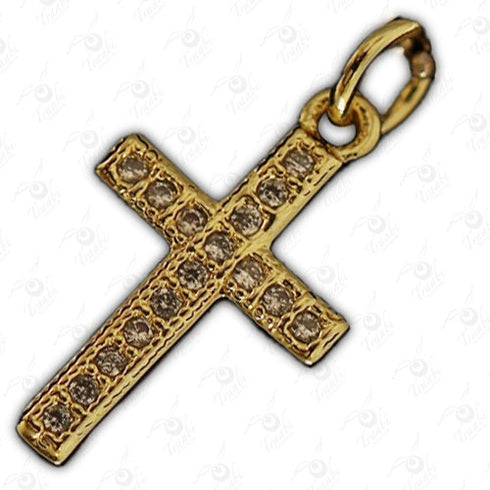 Dije de metal con cristal de cruz 10 unidades por pieza