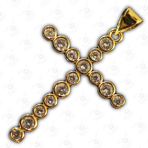 Dije de metal con cristal de cruz 10 unidades por pieza