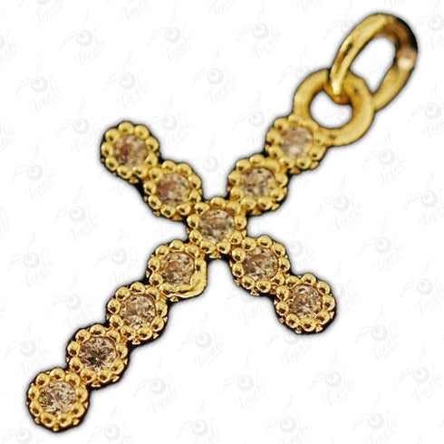 Dije de metal con cristal de cruz 10 unidades por pieza