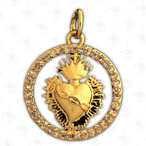 Dije de metal con cristal de corazón 10 unidades por pieza