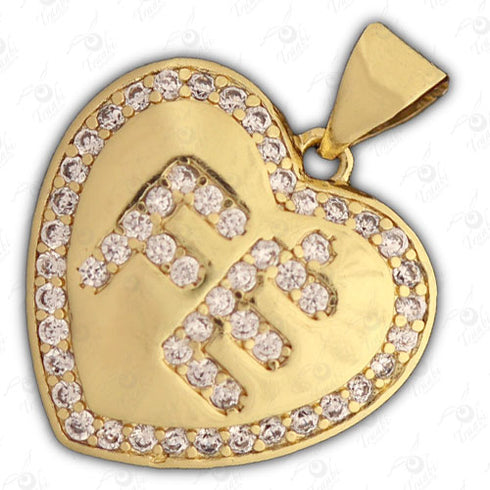 Dije de metal con cristal de corazón 10 unidades por pieza